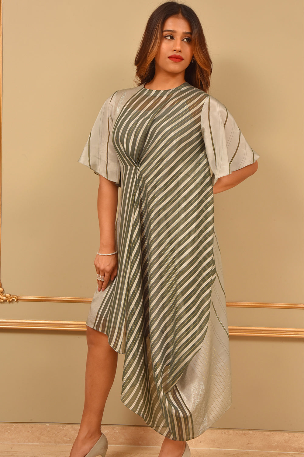 Greyntic Stripped Drape Dress