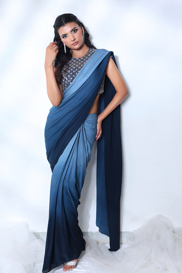 Indigo Inkwell Saree